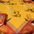 Rectangular Jacquard polyester tablecloth "Lavandiere" orange color from "Sud Etoffe"