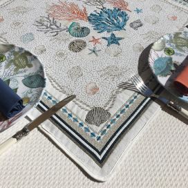 Carré de table en Jacquard "Bonifaccio" écru, Tissus Toselli