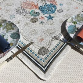 Jacquard square table mats  "Bonifaccio" ecru, Tissus Toselli