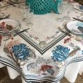 Square Jacquard tablecloth "Bonifaccio" ecru Tissus Toselli
