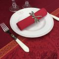 Rectangular Jacquard polyester tablecloth "Alicante" red from "Sud Etoffe"