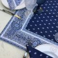 Quilted cotton table cover "Bastide" blue and white
