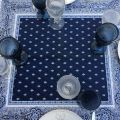 Tapis de table en coton matelassé "Bastide" bleu et blanc