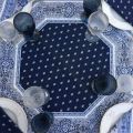 Octogonal quilted cotton table cover "Bastide" blue and white