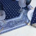 Octogonal quilted cotton table cover "Bastide" blue and white