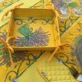 Panière à lacets en coton enduit, "Bouquet de Lavande" jaune