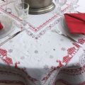 Square Jacquard tablecloth "Minuit" grey and red Tissus Toselli