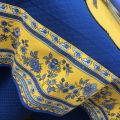 Jacquard tablecloth, blue France, bordure "Avignon" blue and yellow