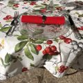 Rectangular coated cotton tablecloth "Cerezas"