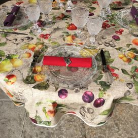 Round coated cotton tablecloth "Minerva"
