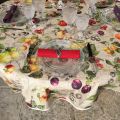 Round coated cotton tablecloth "Juno"