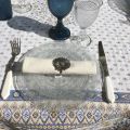 Square Jacquard tablecloth "Mazan"  yellow and blue by Tissus Toselli