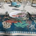 Square Jacquard tablecloth "Bonifaccio" blue Tissus Toselli