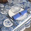 Nappe rectangulaire Jacquard "Sensha" bleu et écru, Tissus Toselli