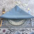 Square Jacquard tablecloth  "Seillans" blue, Tissus Toselli