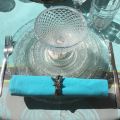 Serviette de table en coton uni turquoise