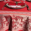 Rectangular Jacquard polyester tablecloth "Eygalière" red by Sud Etoffe