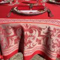 Nappe rectangulaire Sud Etoffe Jacquard polyester  "Eygalière" rouge