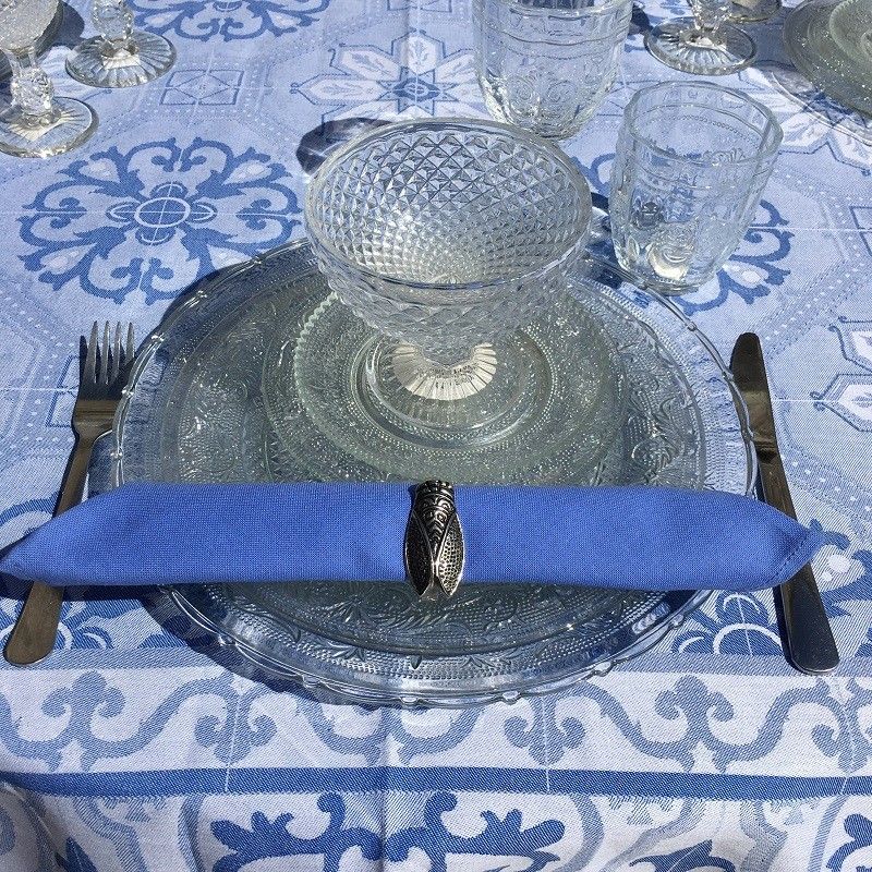 Serviette de table en coton uni  "Bleu Lin"