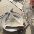 Square linen and polyester tablecloth "Embrodery Lavender" linen and white bordure