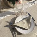 Square linen and polyester tablecloth "Embrodery Lavender" linen and white bordure