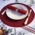 Round table mats, Boutis fashion "Mirabelle" red color by Sud-Etoffe