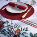 Round table mats, Boutis fashion "Mirabelle" red color by Sud-Etoffe