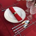 Jacquard polyester placemat "Natif" red and silver by Sud Etoffe