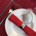Set de table Jacquard polyester "Natif" rouge et argent, Sud Etoffe