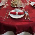 Jacquard polyester placemat "Natif" red and silver by Sud Etoffe