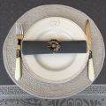 Round table mats, Boutis fashion "Mirabelle" grey by Sud-Etoffe