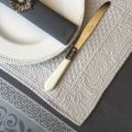 Boutis placemats "Calliope" grey color by Sud-Etoffe