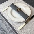 Boutis placemats "Calliope" grey color by Sud-Etoffe