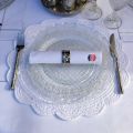 Round table mats, Boutis fashion "Rosace" white by Sud Etoffe