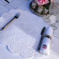 Round table mats, Boutis fashion "Rosace" White