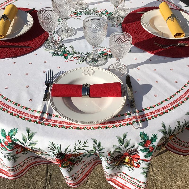 Coated Cotton Round, Red Round Tablecloth