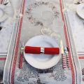 Chemin de table en Jacquard "Savoie" gris et rouge Tissus Tosseli