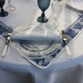 Roud jacquard damask tablecloth "Croisillons" ecru