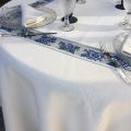 Roud jacquard damask tablecloth "Croisillons" ecru