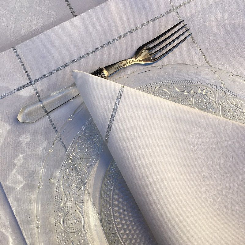 Table napkins  Sud Etoffe "Natif" white and silver