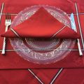 Table napkins  Sud Etoffe "natif" red and silver