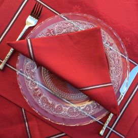 Serviette de table Sud Etoffe "Natif" rouge et argent