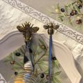 Silvery metal butter knife spreader and spoon "Bees"