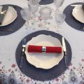Round table mats, Boutis fashion "Mirabelle" grey blue by Sud-Etoffe