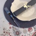 Round table mats, Boutis fashion "Mirabelle" grey blue by Sud-Etoffe