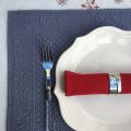 Boutis placemats "Calliope" grey blue color by Sud-Etoffe