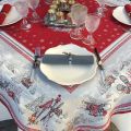 Rectangular Jacquard tablecloth "Savoie" red, Tissus Toselli