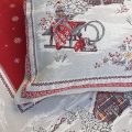 jacquard cushion cover "Savoie" grey and red Tissus Tosseli