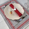 Set de table Jacquard "Savoie" gris et rouge Tissus Toselli, Nice