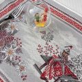 Provence Jacquard placemat,"Savoie" grey and red from Tissus Toselli in Nice